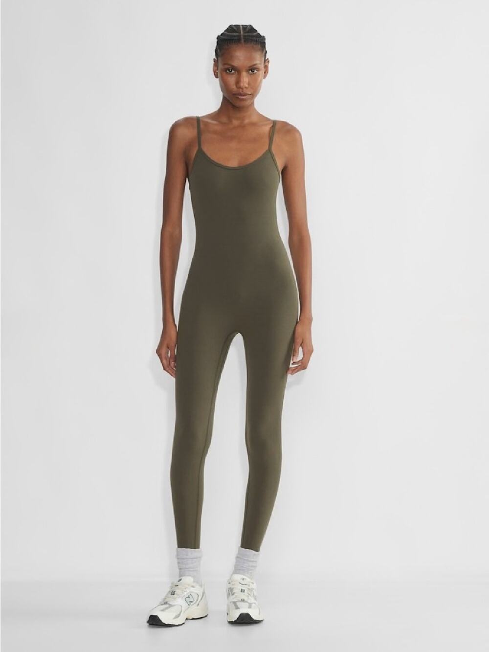 Aritzia TnAction Butter Essential Scoop neck Jumpsuit Dark Olive Size Large